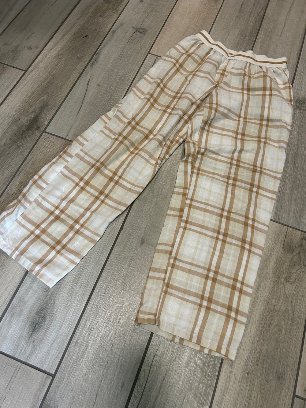 art class Cream and Beige Plaid Girls Pajama Pants